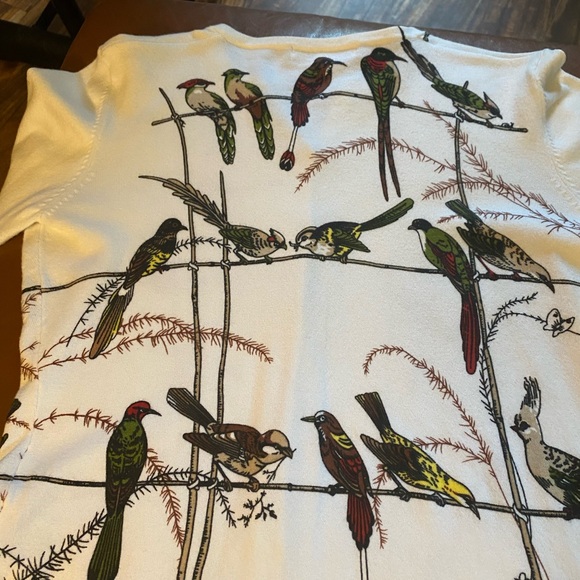 CAbi White Cardigan with birds sweater in small. - Picture 6 of 12